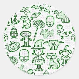 Halloween Fun Green Ronde Sticker
