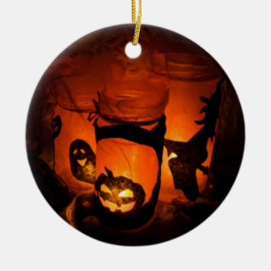 Halloween Fun met pompoenen, Ghost & Witches, ZSSG Keramisch Ornament
