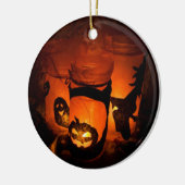 Halloween Fun met pompoenen, Ghost & Witches, ZSSG Keramisch Ornament (Links)