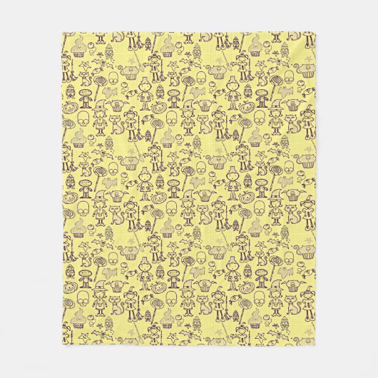 Halloween Fun Paars Fleece Deken (Voorkant)