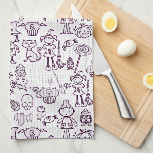 Halloween Fun Paars Theedoek (Quarter Fold)