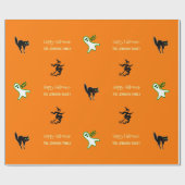 Halloween Fun Spooky Cat Ghost Witch Aangepaste Te Cadeaupapier (Vlak)