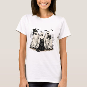 Halloween Fun T-Shirt - Geest en Zwarte Katten