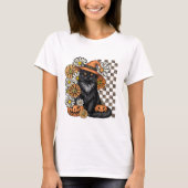 Halloween Fun T-Shirt - Zwart Kat (Voorkant)