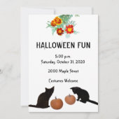 Halloween Fun Zwarte Kittens Pompoenen Marigolds Kaart (Voorkant)