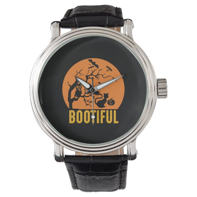 Halloween Funny Bootiful Birthday Horloge (Voorkant)