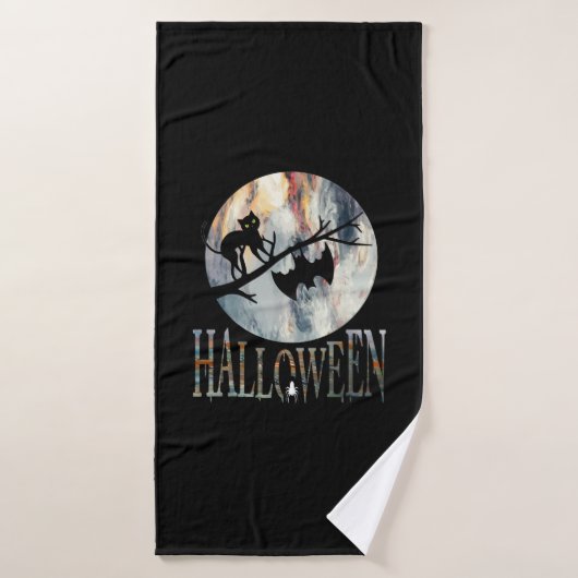 Halloween Funny Cat Halloween Birthday Badhanddoek (Badhanddoek)