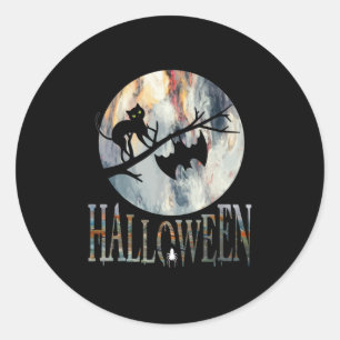Halloween Funny Cat Halloween Birthday Ronde Sticker