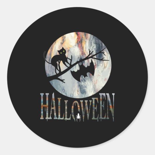 Halloween Funny Cat Halloween Birthday Ronde Sticker (Voorkant)