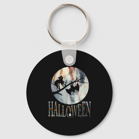 Halloween Funny Cat Halloween Birthday Sleutelhanger (Voorkant)