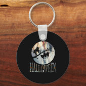 Halloween Funny Cat Halloween Birthday Sleutelhanger (Voorkant)