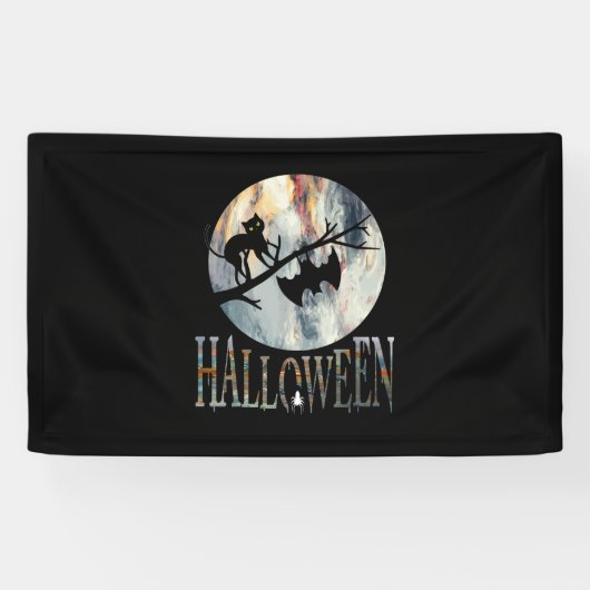 Halloween Funny Cat Halloween Birthday Spandoek (Horizontaal)