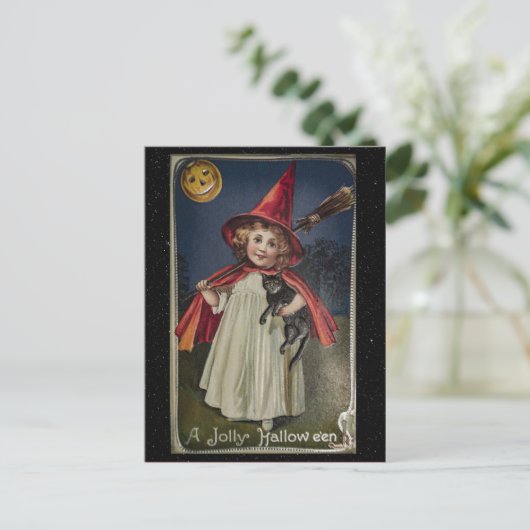 Halloween  Funny Cat Illustratie Briefkaart (Staand voorkant)