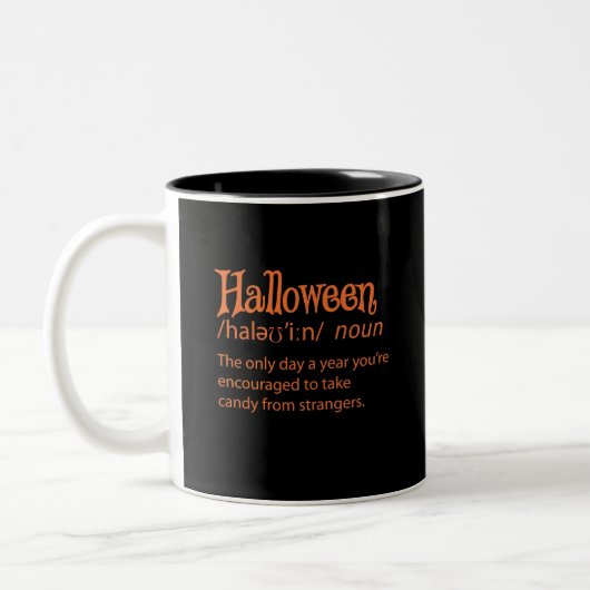 Halloween Funny Dictionary Definition Tweekleurige Koffiemok (Links)