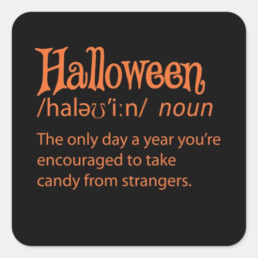 Halloween Funny Dictionary Definition Vierkante Sticker (Voorkant)