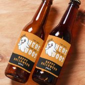 Halloween Funny Ghost Pun Just Here voor de boeken Bier Etiket