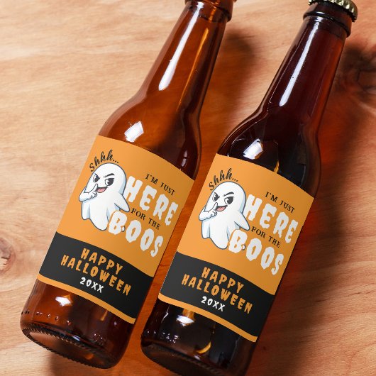 Halloween Funny Ghost Pun Just Here voor de boeken Bier Etiket
