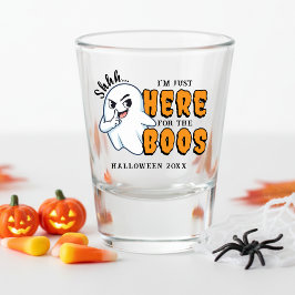 Halloween Funny Ghost Pun Just Here voor de boeken Shot Glas