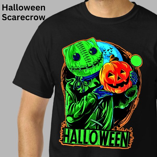 Halloween Funny Green Scary Sack Man Pumpkin Manne T-shirt