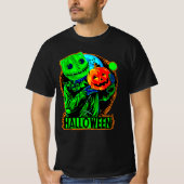 Halloween Funny Green Scary Sack Man Pumpkin Manne T-shirt (Voorkant)