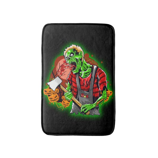 Halloween Funny Green Zombie Ax over Badmat (Voorkant Verticaal)