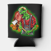 Halloween Funny Green Zombie Ax over Blikjeskoeler (Voorkant)