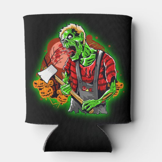 Halloween Funny Green Zombie Ax over Blikjeskoeler (Achterkant)