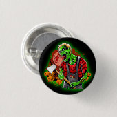 Halloween Funny Green Zombie Ax over Ronde Button 3,2 Cm (Voorkant /achterkant)