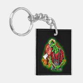 Halloween Funny Green Zombie Ax over Sleutelhanger (Voorkant Links)