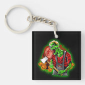Halloween Funny Green Zombie Ax over Sleutelhanger (Voorkant)