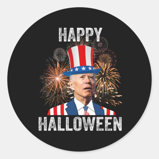 Halloween Funny Happy 4 juli anti Joe Biden Ronde Sticker (Voorkant)