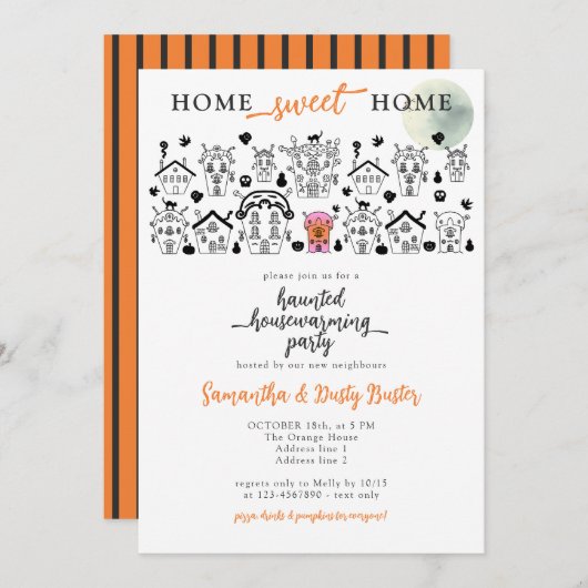 Halloween Funny Haunted House Housewarming Party Kaart (Voorkant / Achterkant)