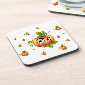 Halloween Funny Pumpkin Face Bier Onderzetter (Linkerzijde)