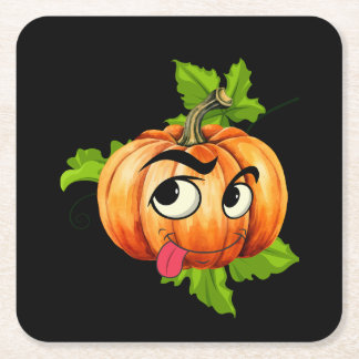 Halloween Funny Pumpkin Face Kartonnen Onderzetters