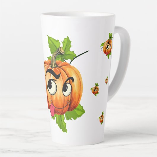 Halloween Funny Pumpkin Face Latte Mok (Rechterhoek)
