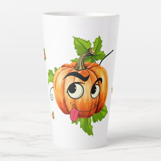 Halloween Funny Pumpkin Face Latte Mok (Voorkant)