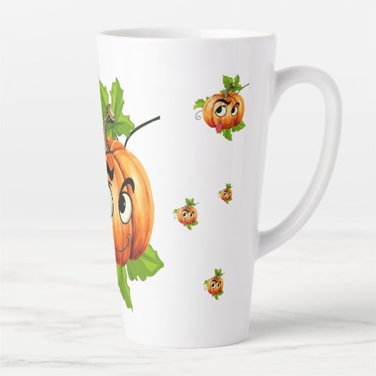 Halloween Funny Pumpkin Face Latte Mok (Rechts)