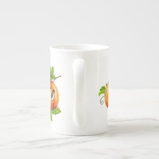 Halloween Funny Pumpkin Face Porselein Kop (Achterkant)