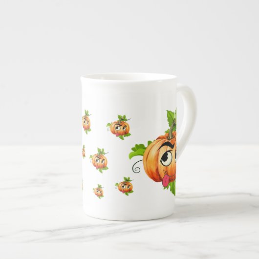 Halloween Funny Pumpkin Face Porselein Kop (Voorkant rechts)