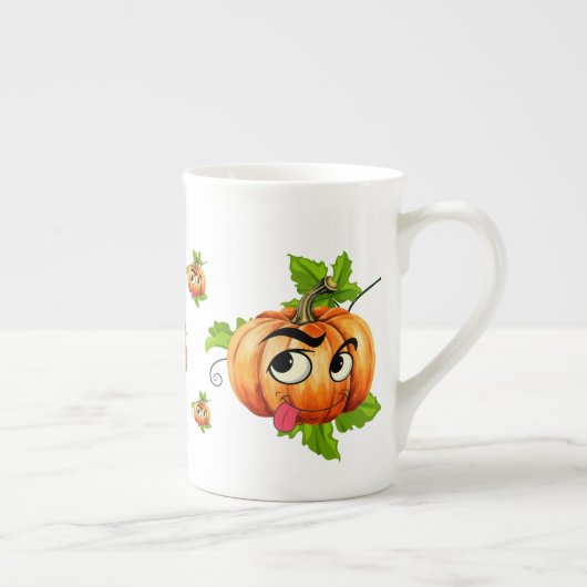 Halloween Funny Pumpkin Face Porselein Kop (Rechts)