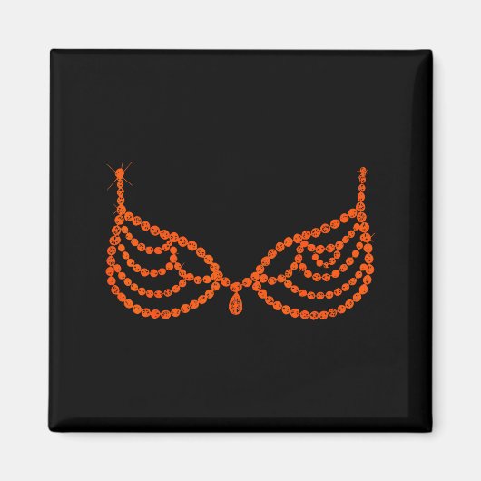 Halloween Funny Showgirl Orange Crystal Bra Lazy C Magneet (Voorkant)