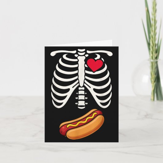 Halloween Funny Skeleton Ribcage Hotdog Food Lover Kaart (Voorkant)