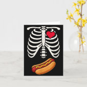 Halloween Funny Skeleton Ribcage Hotdog Food Lover Kaart (Gele Bloem)