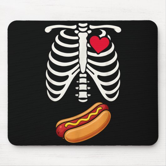 Halloween Funny Skeleton Ribcage Hotdog Food Lover Muismat (Voorkant)