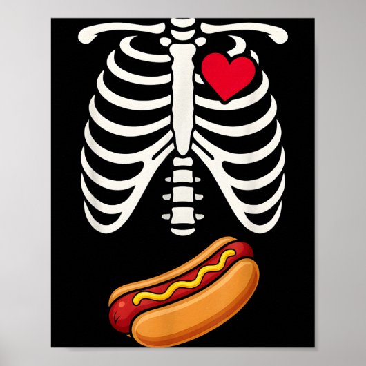 Halloween Funny Skeleton Ribcage Hotdog Food Lover Poster (Voorkant)