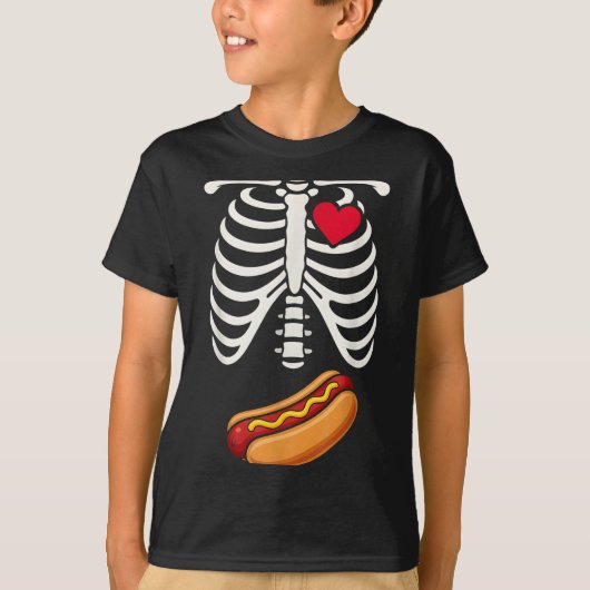 Halloween Funny Skeleton Ribcage Hotdog Food Lover T-shirt (Voorkant)