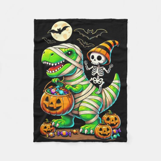 Halloween Funny T Rex Dinosaur Mummy Boys Trick Tr Fleece Deken (Voorkant)