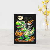 Halloween Funny T Rex Dinosaur Mummy Boys Trick Tr Kaart (Gele Bloem)
