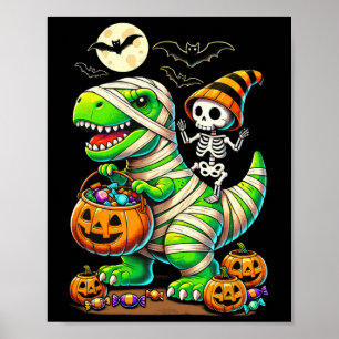 Halloween Funny T Rex Dinosaur Mummy Boys Trick Tr Poster