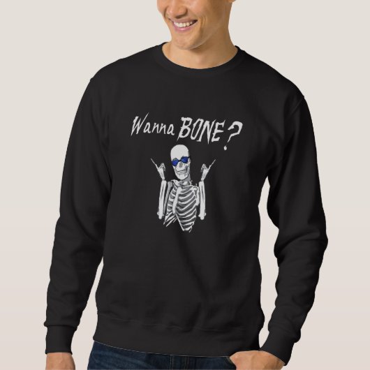 Halloween Gag Wanna Bone Skelet Trui (Voorkant)